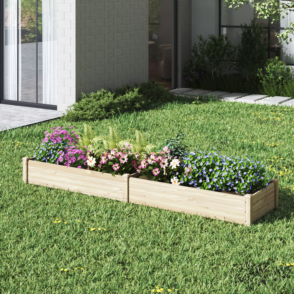 Solid Wood Raised Garden Bed with 2 Compartments - Sturdy and versatile planter for organizing plants